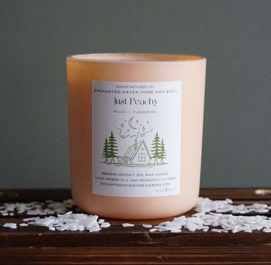 Just Peachy 12oz  - Wood Wick Coconut Soy Wax Candle Clearance!