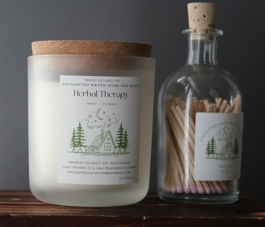 Herbal Therapy 12oz - Wood Wick Coconut Soy Wax Candle